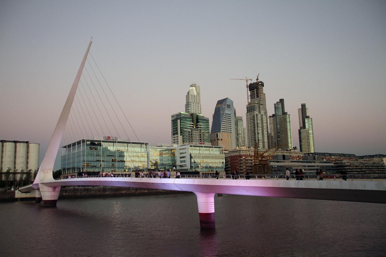 View of Puente de la Mujer bridge in Buenos Aires View of Puente de la Mujer bridge in Buenos Aires - Photo Credit: Monica Volpin