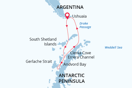 New Year in Antarctica Itinerary Map