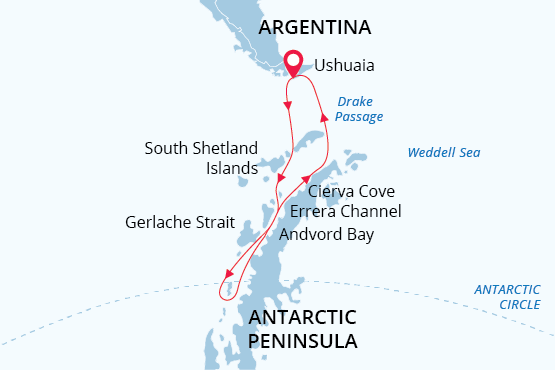 Crossing 66º South Latitude Itinerary Map
