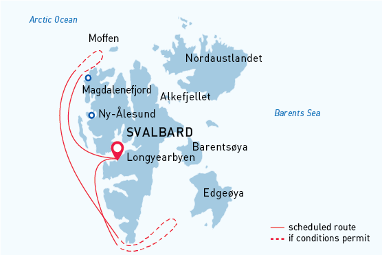 West Svalbard Itinerary Map