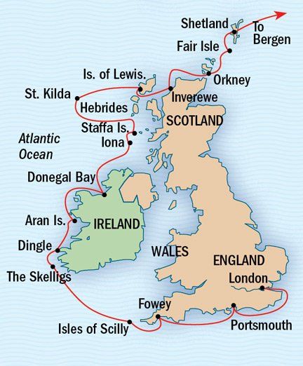 Ancient Isles: England, Ireland and Scotland Itinerary Map