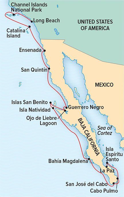 Channel Islands National Park to Baja California Itinerary Map
