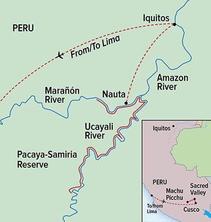 Exploring Peru: Machu Picchu and the Amazon Itinerary Map