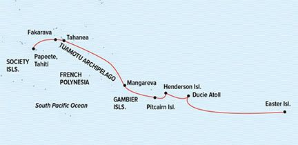 Easter Island to Tahiti: Tales of the Pacific Itinerary Map