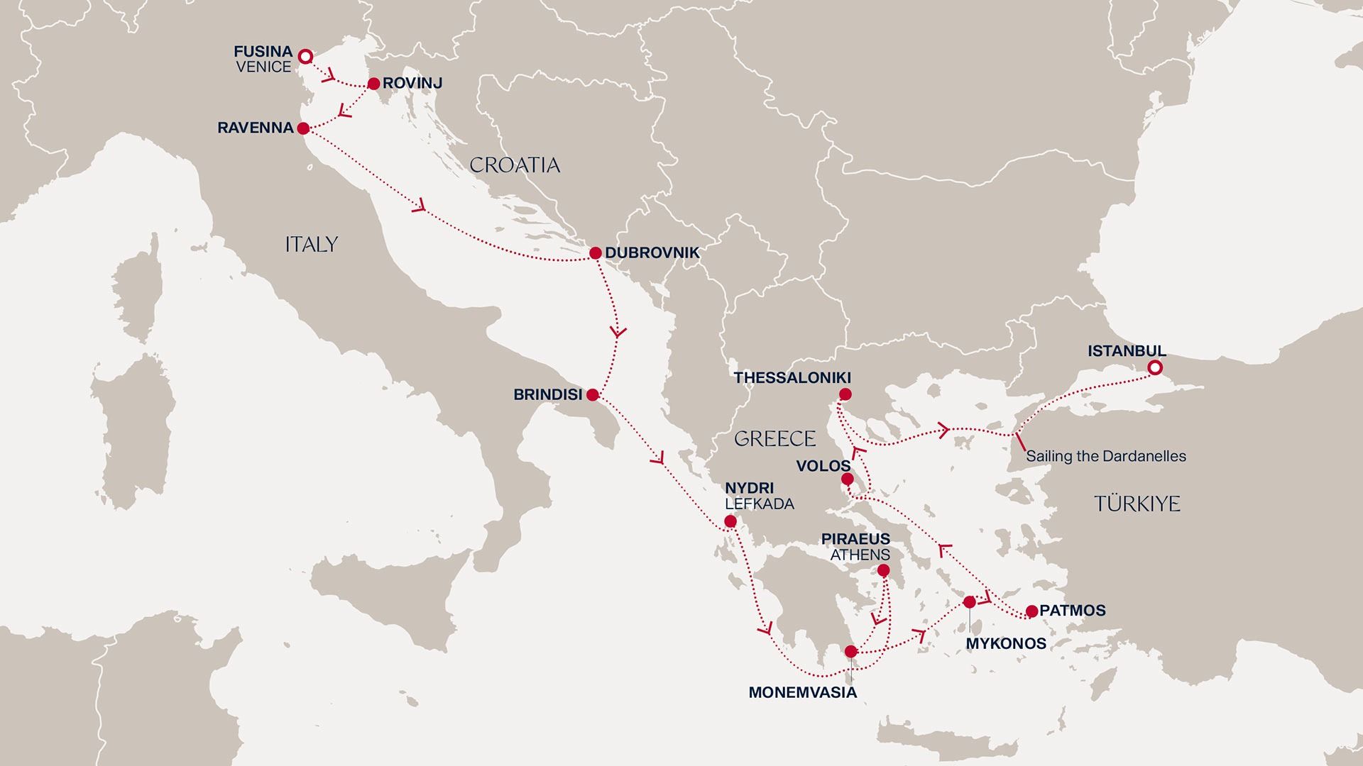 An Extended Journey of Adriatic Sunsets and Eternal Isles Itinerary Map