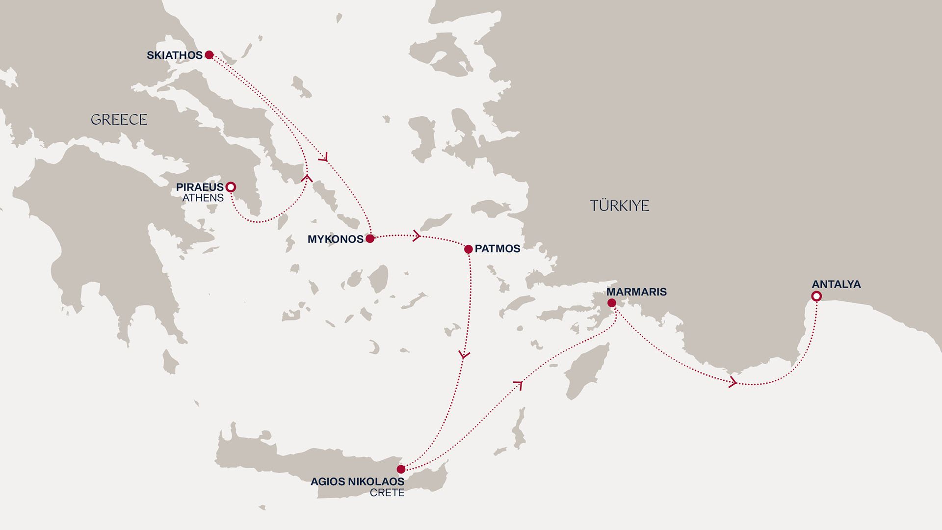 A Journey of Mediterranean Treasure Islands Itinerary Map
