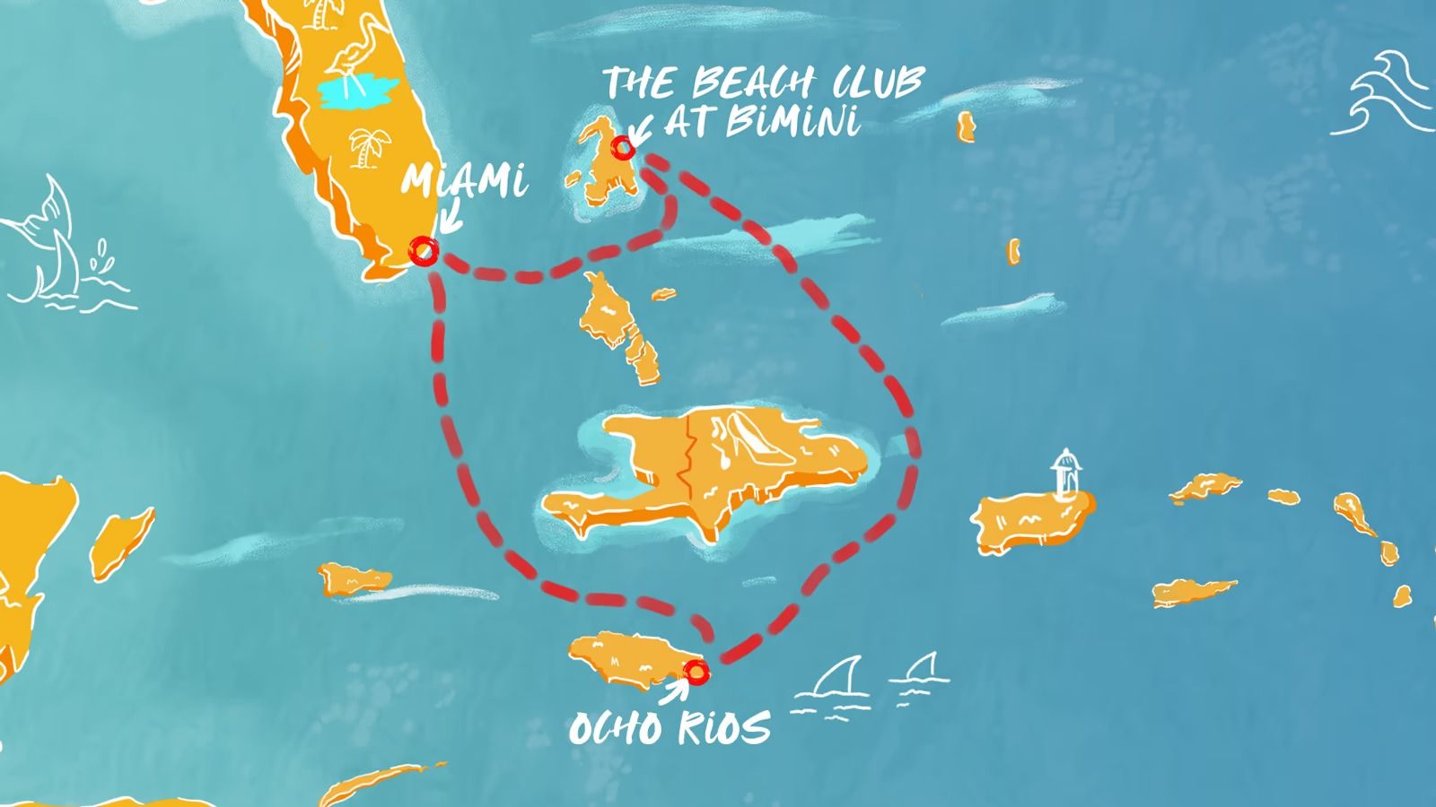 Jamaican Waves & Bimini Breeze Itinerary Map
