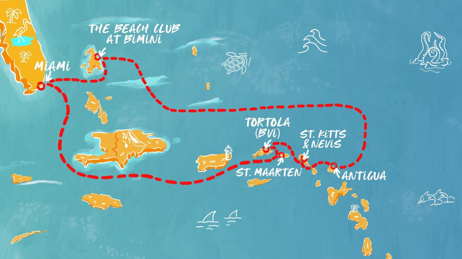 St. Isles & Sun-soaked Seas Itinerary Map