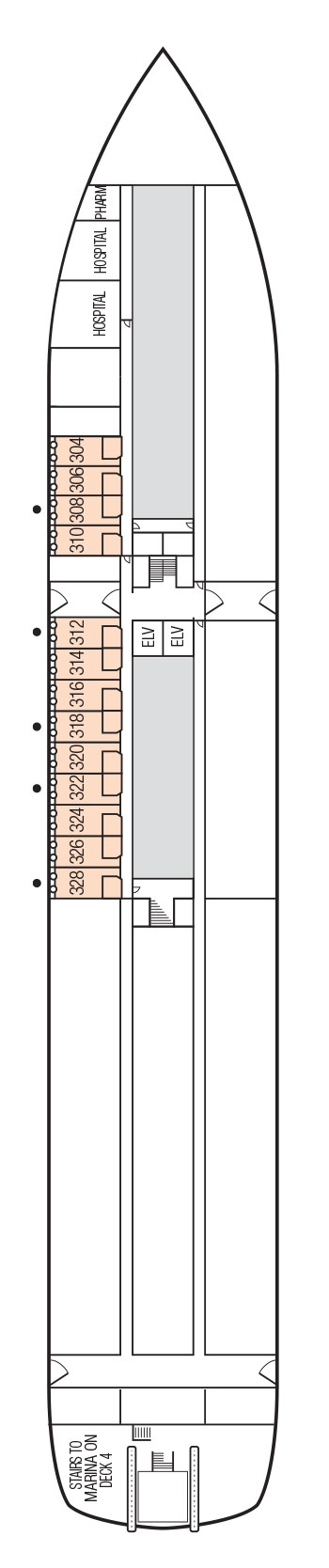 Deck 3 deck plan for m/s Paul Gauguin