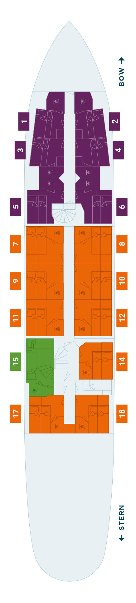 Deck 1 deck plan for s/v Rembrandt van Rijn