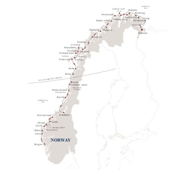 The Coastal Express - Roundtrip Itinerary Map