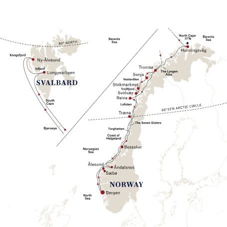 The Svalbard Line - Roundtrip Itinerary Map