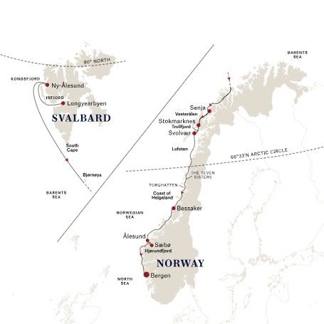 The Svalbard Line - South Itinerary Map
