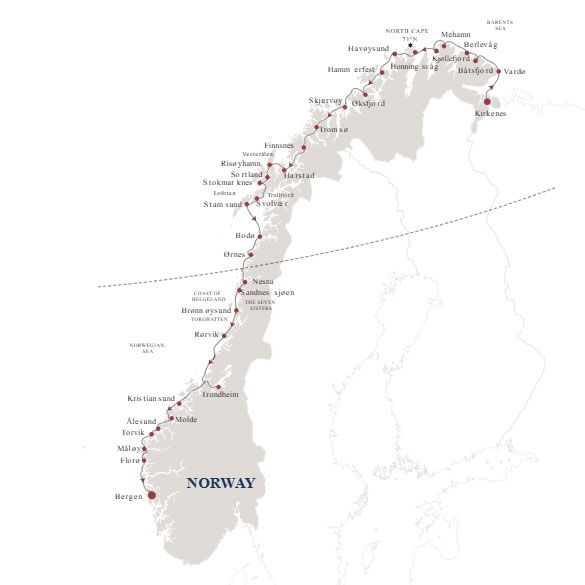 The Coastal Express - South Itinerary Map
