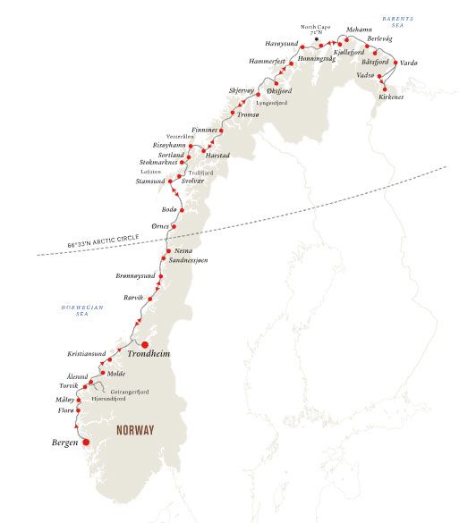 The Coastal Express - To the Viking Capital Itinerary Map