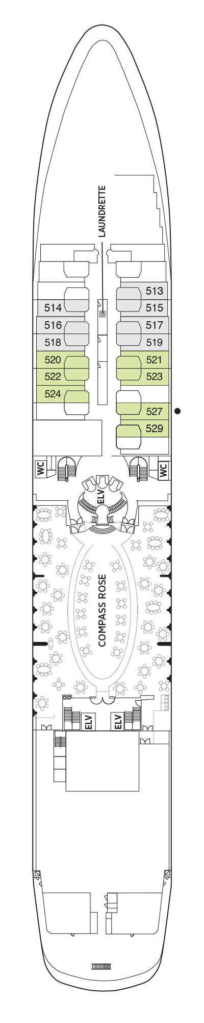 Deck 5 deck plan for Seven Seas Navigator