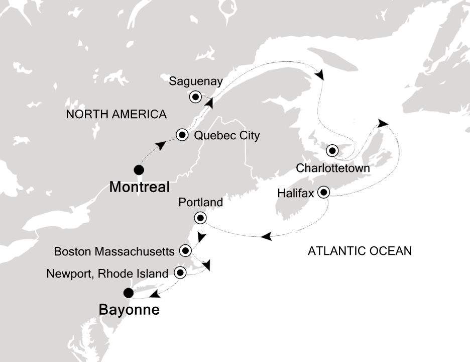 Canada & New England Cruise Itinerary Map