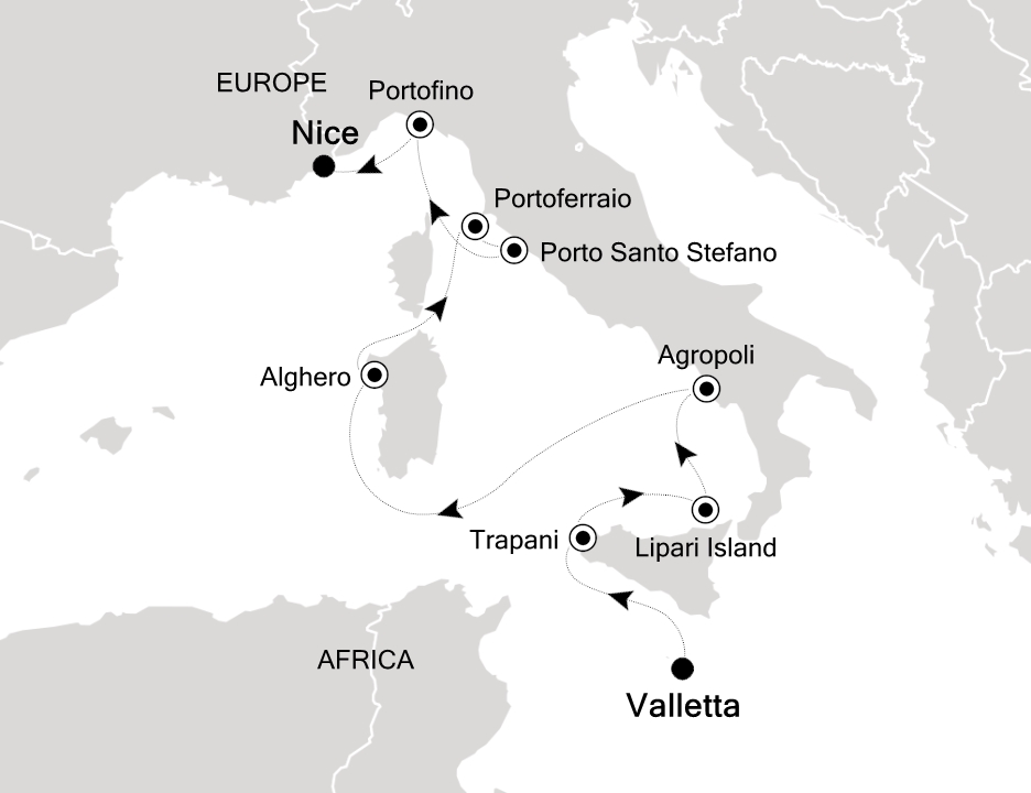 Mediterranean Cruise Itinerary Map