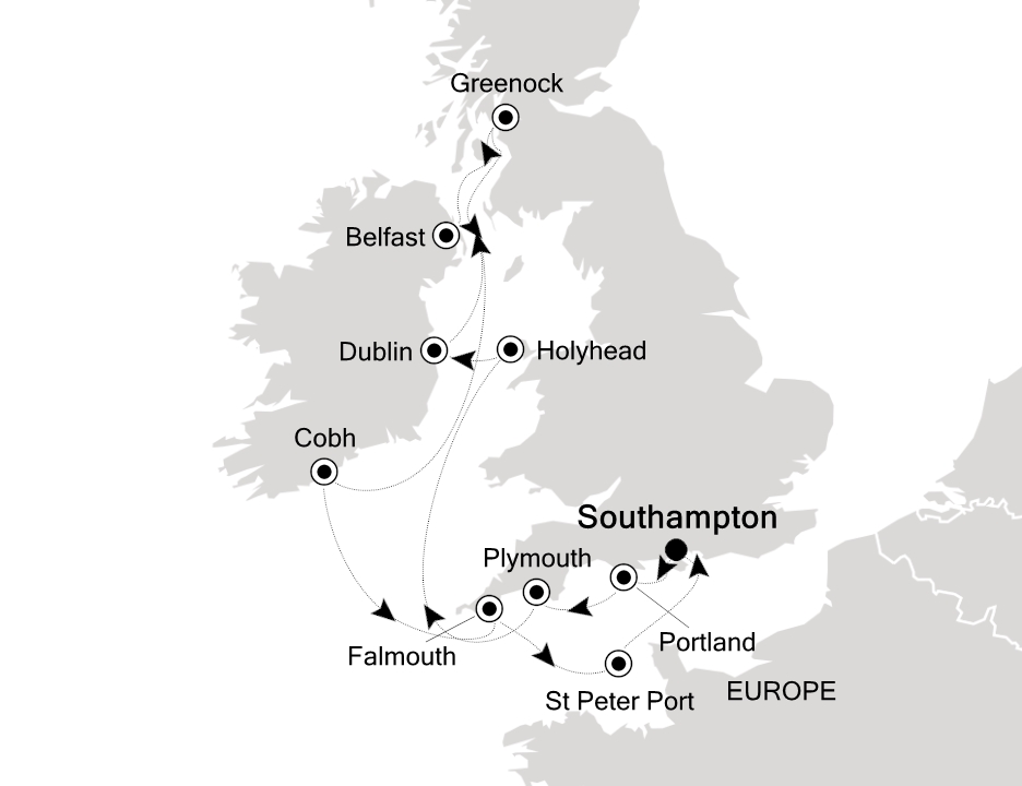Northern Europe & British Isles Cruise Itinerary Map