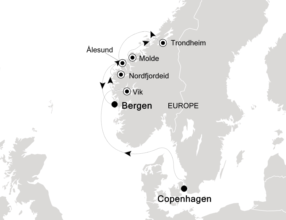 Northern Europe & British Isles Cruise Itinerary Map