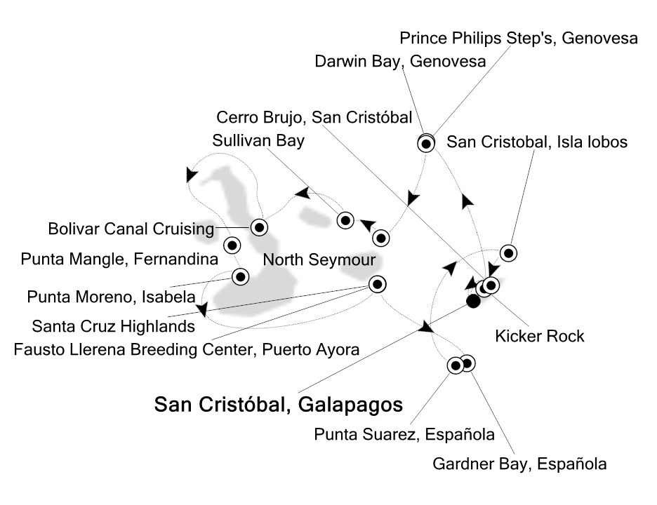 Galapagos Islands Cruise Itinerary Map
