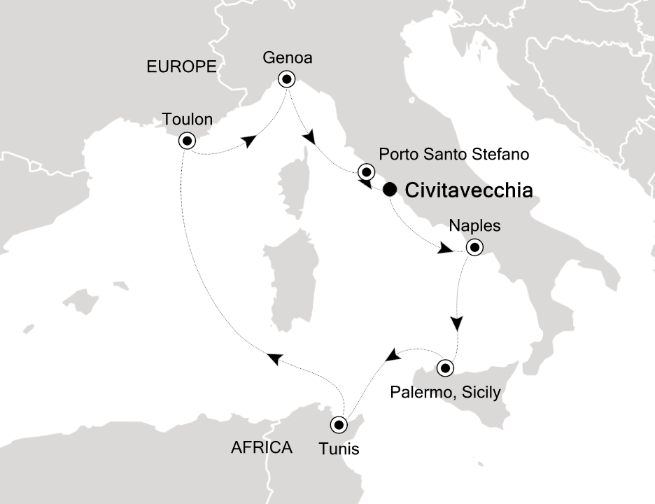 Mediterranean Cruise Itinerary Map