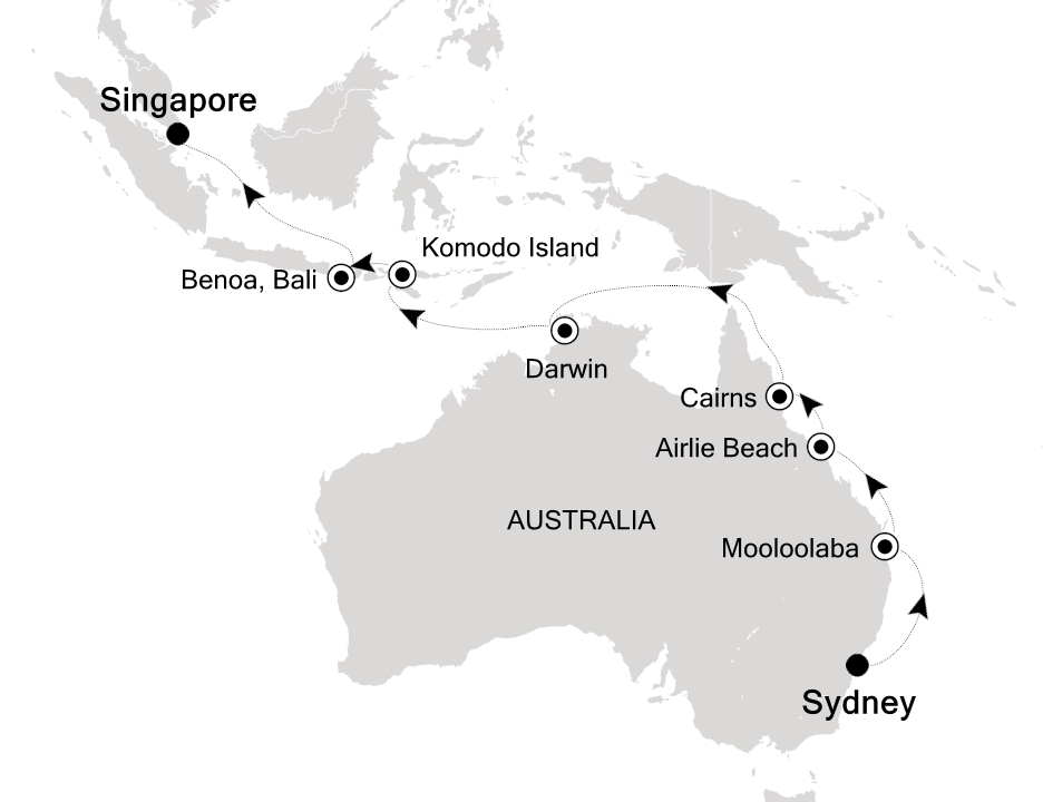 Australia & Asia Cruise Itinerary Map