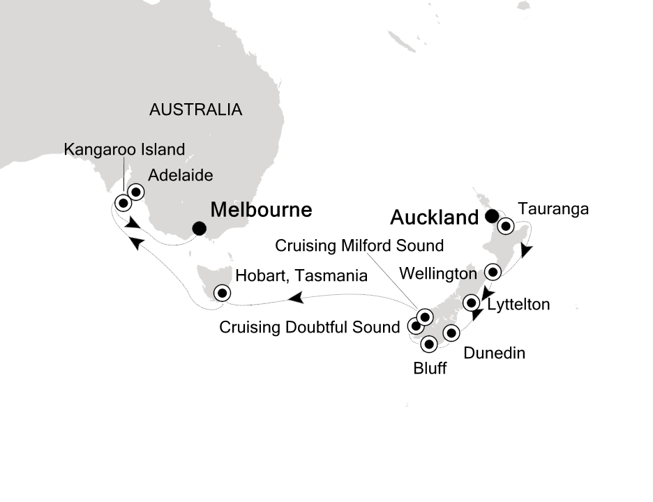 Australia & New Zealand Cruise Itinerary Map