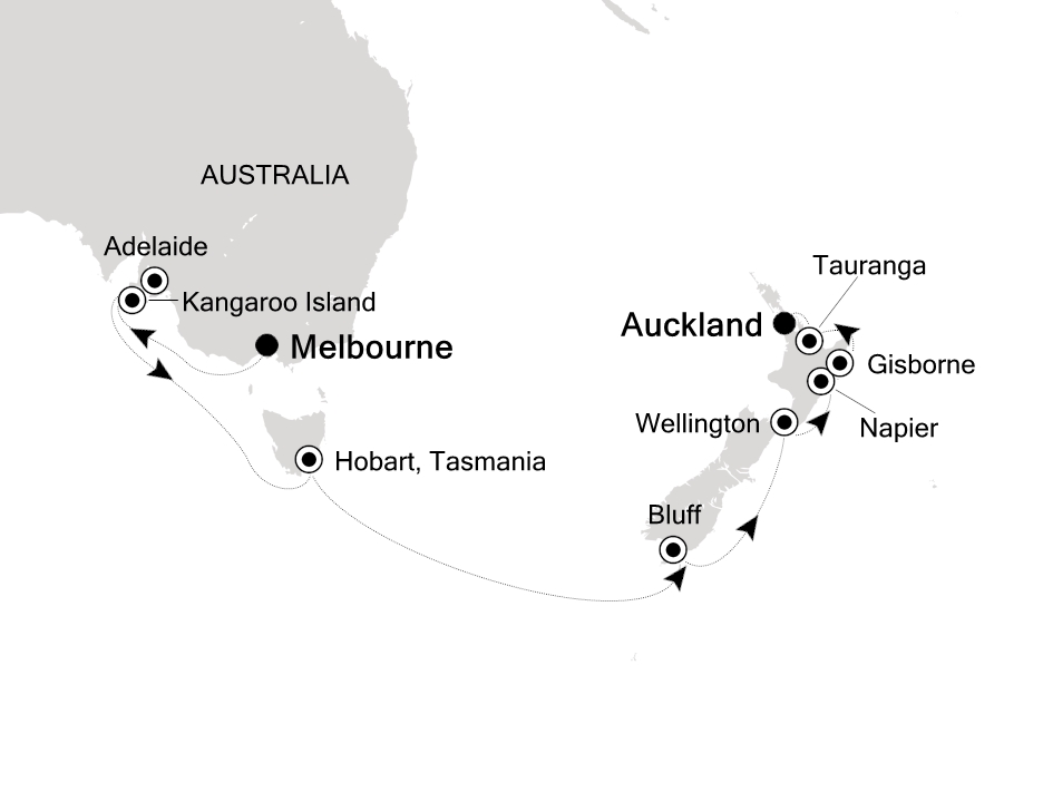 Australia & New Zealand Cruise Itinerary Map