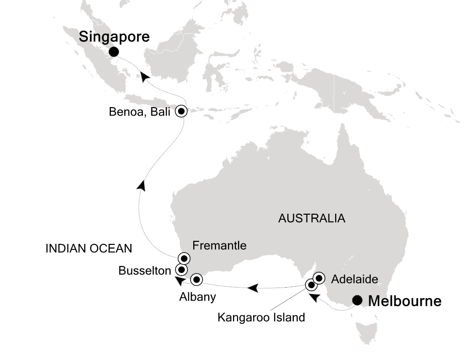 Australia & Asia Cruise Itinerary Map