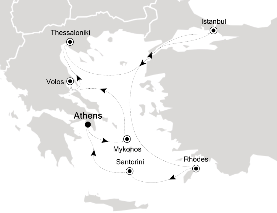 Mediterranean                                      Cruise Itinerary Map