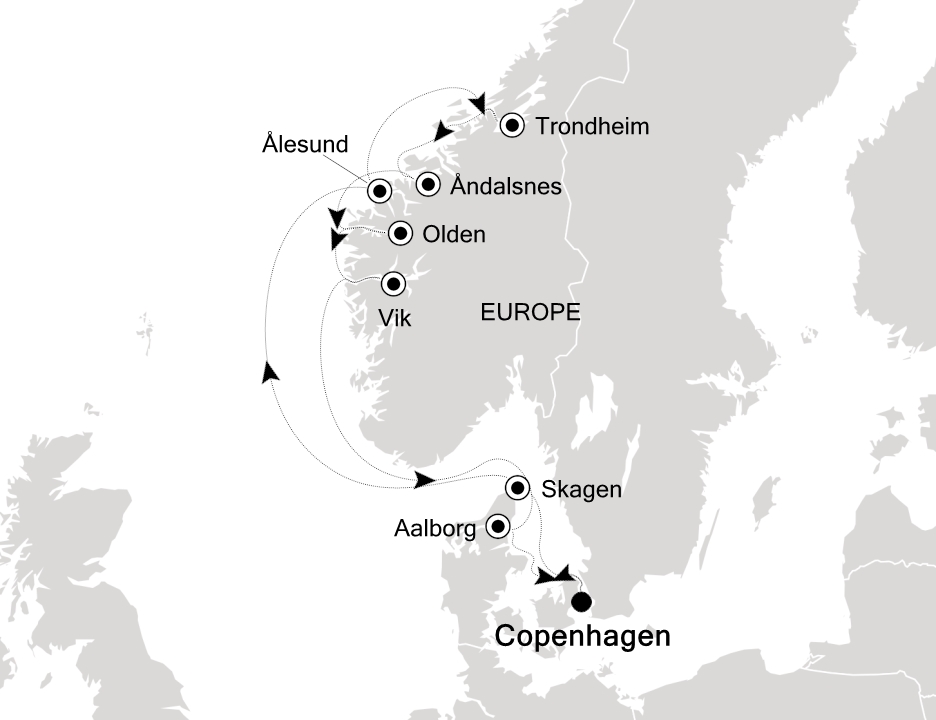 Northern Europe & British Isles Cruise Itinerary Map