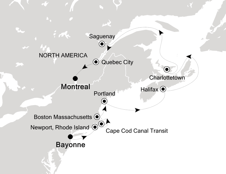 Canada & New England Cruise Itinerary Map