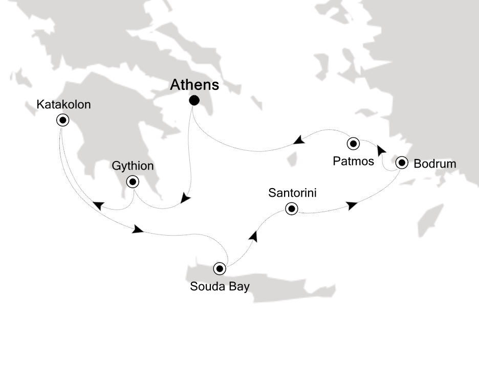Mediterranean                                      Cruise Itinerary Map