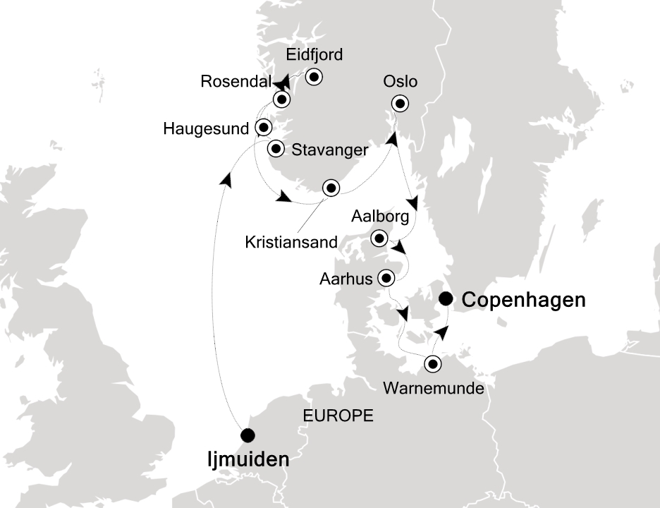 Northern Europe & British Isles Cruise Itinerary Map