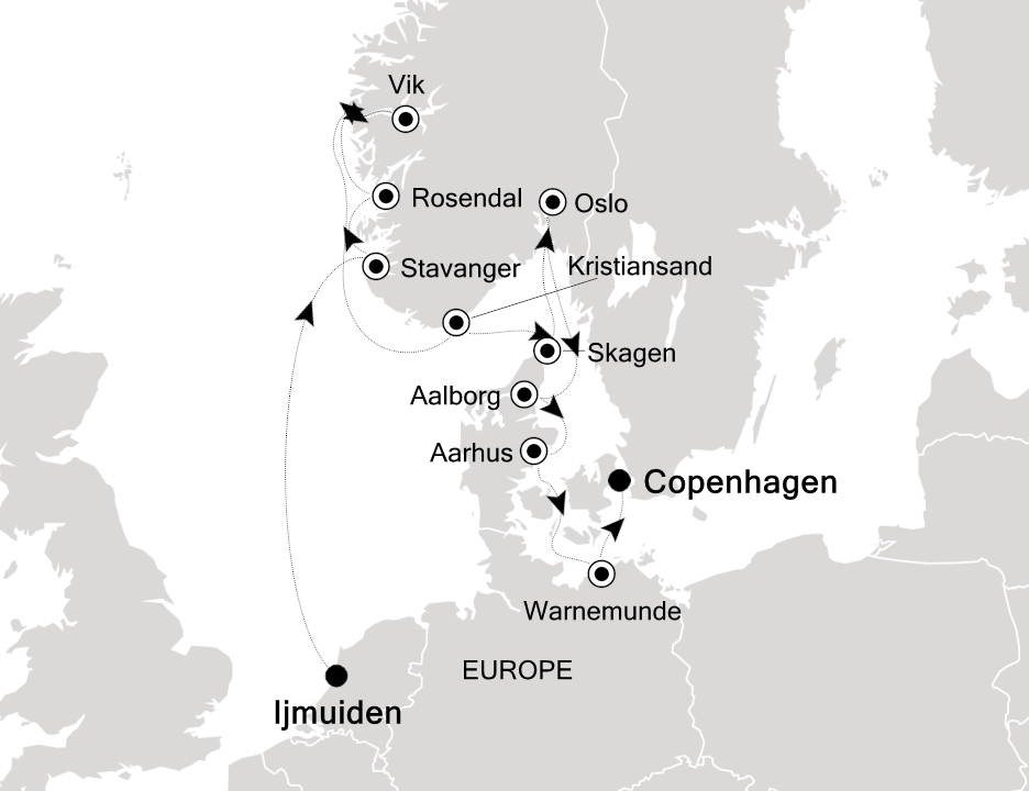 Northern Europe & British Isles Cruise Itinerary Map