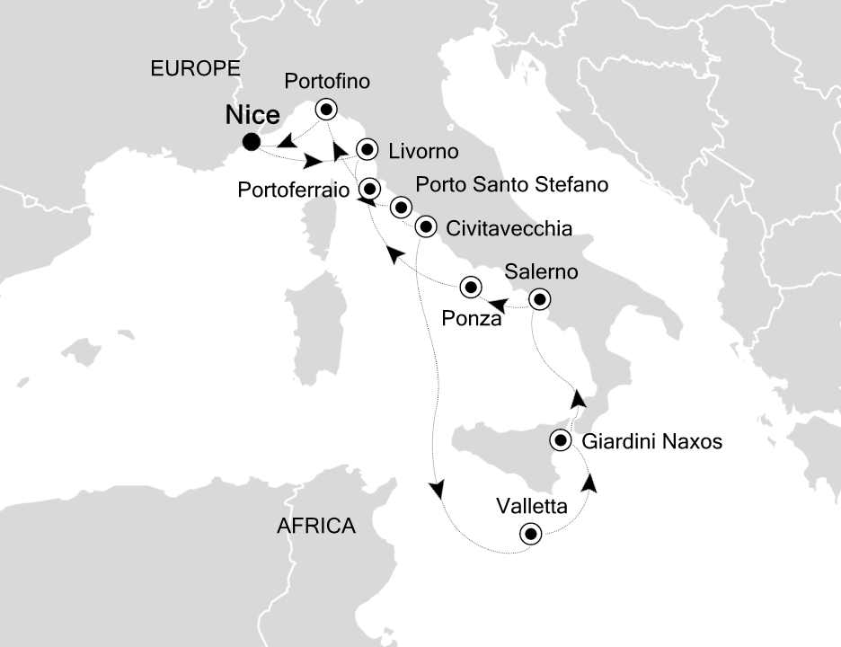 Mediterranean Cruise Itinerary Map