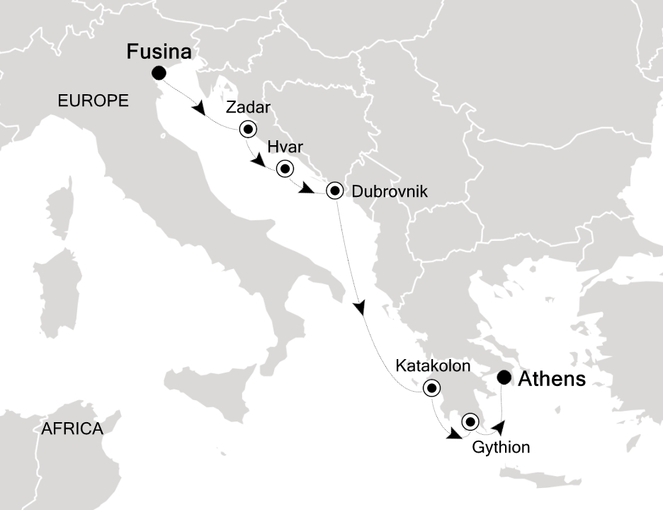 Mediterranean                                      Cruise Itinerary Map