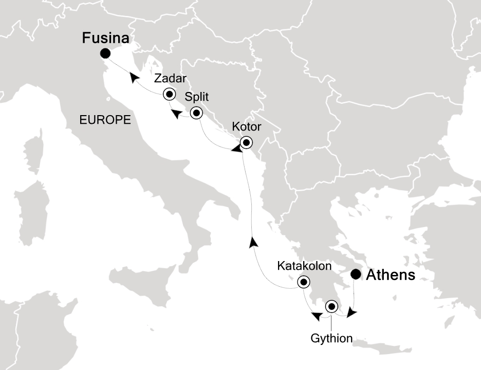 Mediterranean                                      Cruise Itinerary Map