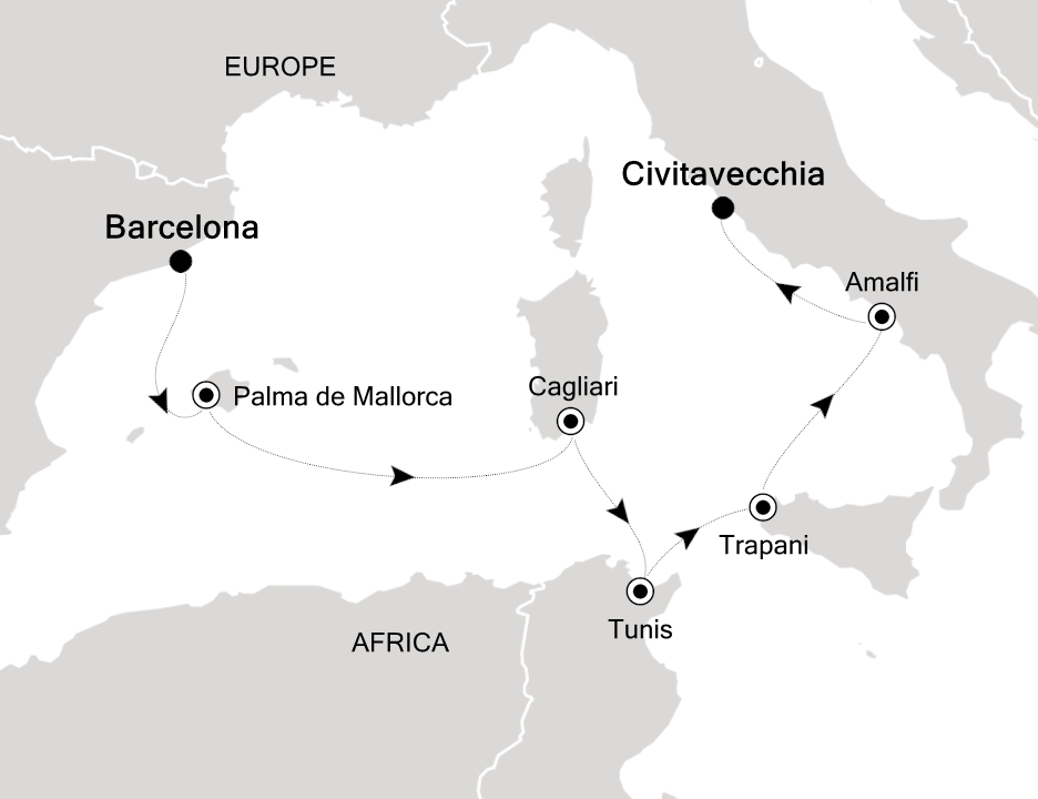 Mediterranean Cruise Itinerary Map