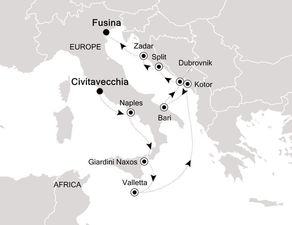 Mediterranean Cruise Itinerary Map