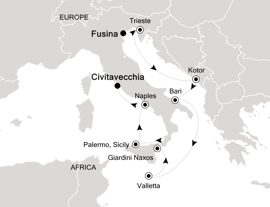 Mediterranean Cruise Itinerary Map