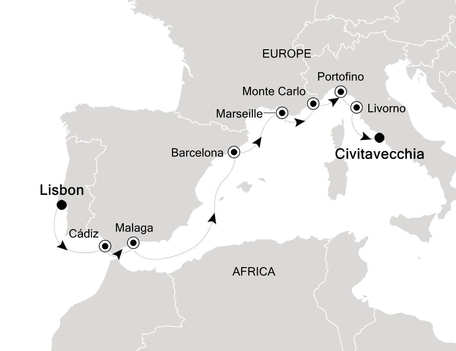 Mediterranean Cruise Itinerary Map