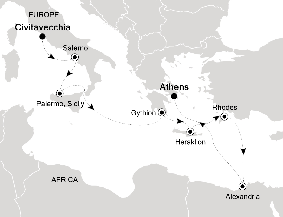 Mediterranean Cruise Itinerary Map