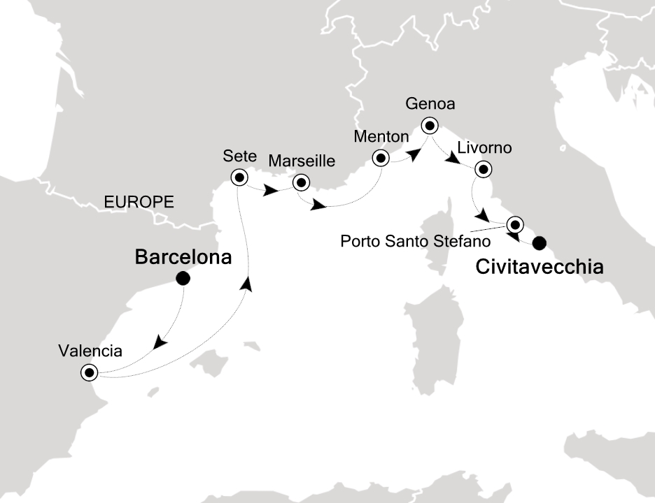 Mediterranean Cruise Itinerary Map