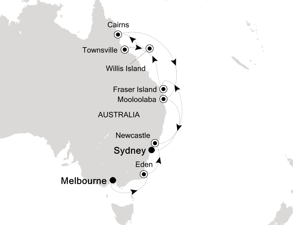 Australia & New Zealand Cruise Itinerary Map