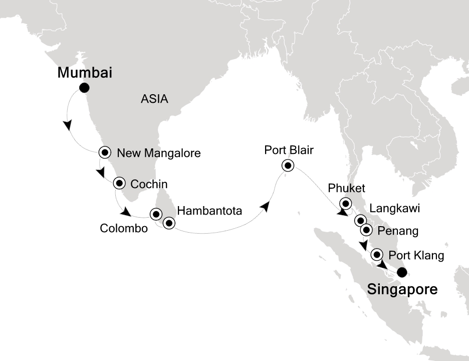 Asia Cruise Itinerary Map