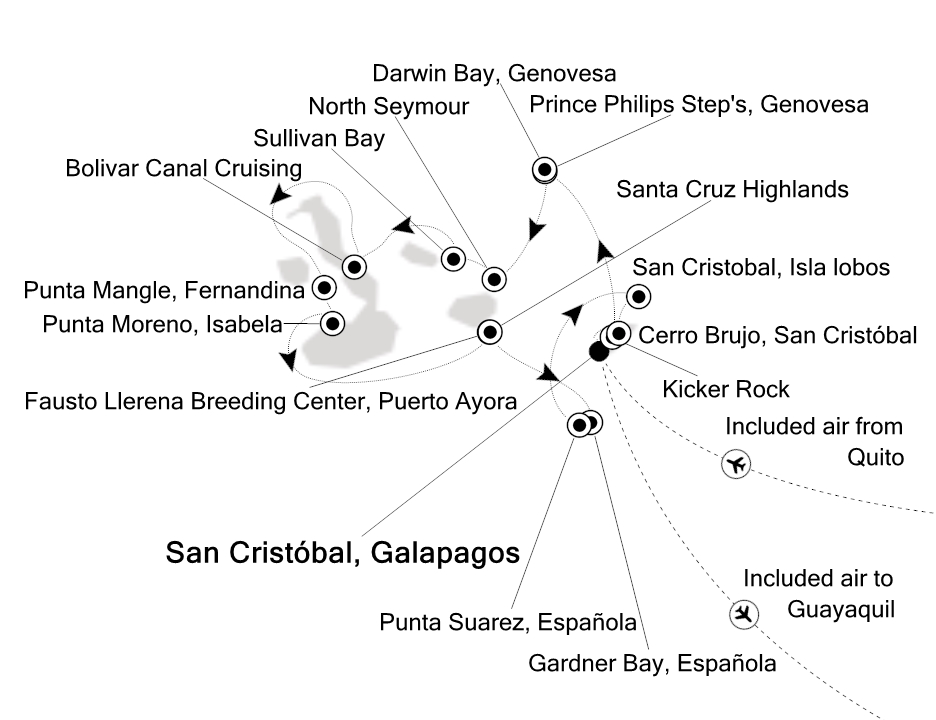 Galapagos Islands Cruise Itinerary Map