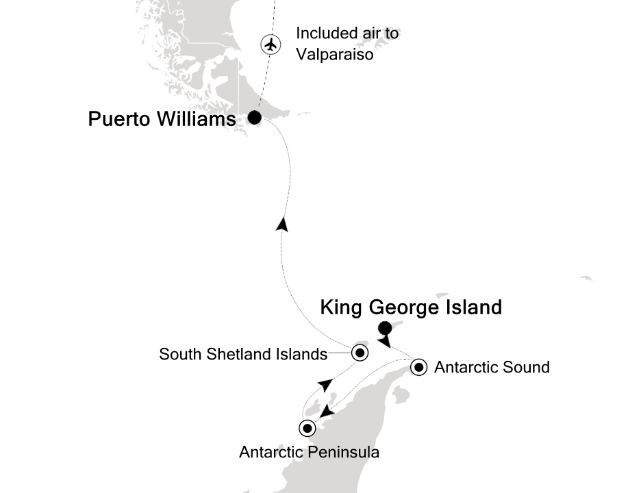 Antarctica                                         Cruise Itinerary Map