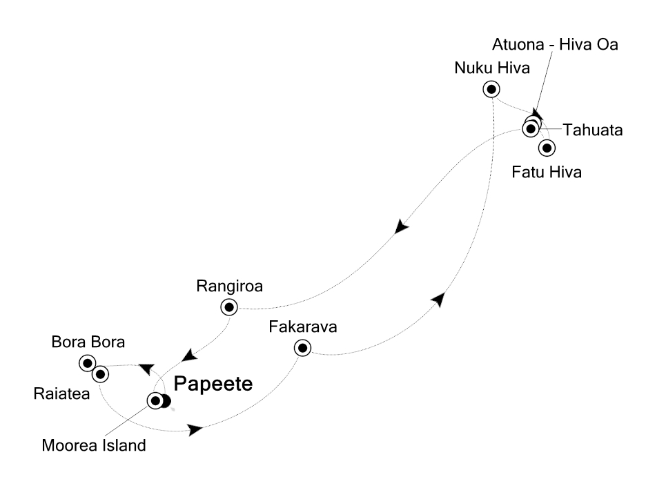 French Polynesia & Pacific Cruise Itinerary Map